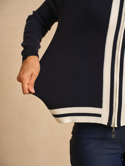 Classic Golf Stripe Full Zip Sweater