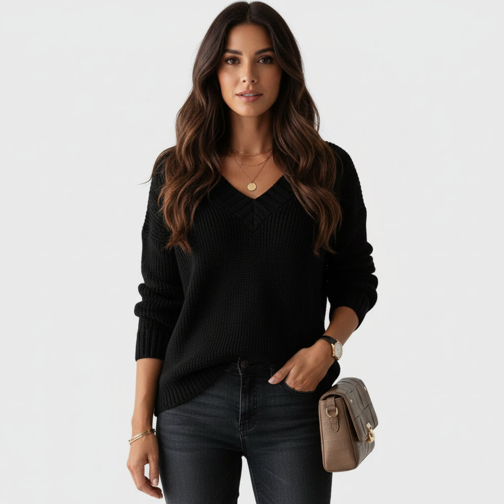 Soft V Neck Winter Sweater - Luxivelle