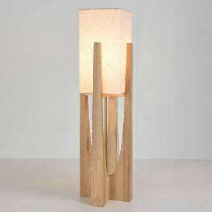 Japanese-style walnut floor lamp with LED, featuring a sturdy walnut base, brass accents, and cotton-linen shade for ambient 