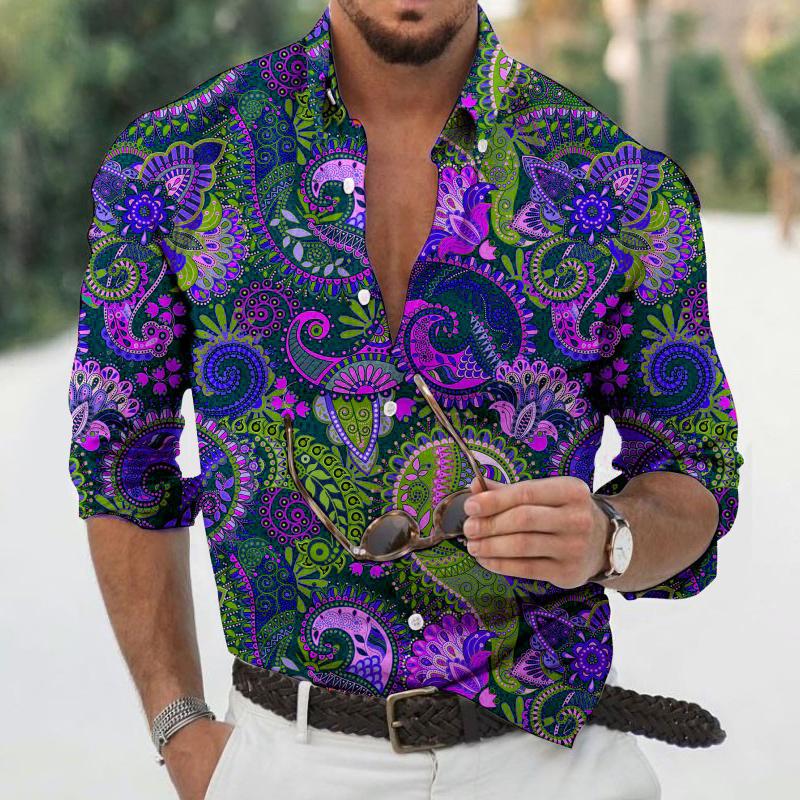 Classic Paisley Pattern Men's Long Sleeve Shirt