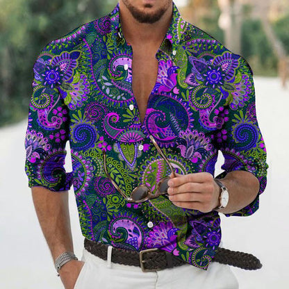 Classic Paisley Pattern Men's Long Sleeve Shirt