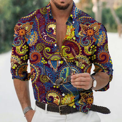Classic Paisley Pattern Men's Long Sleeve Shirt