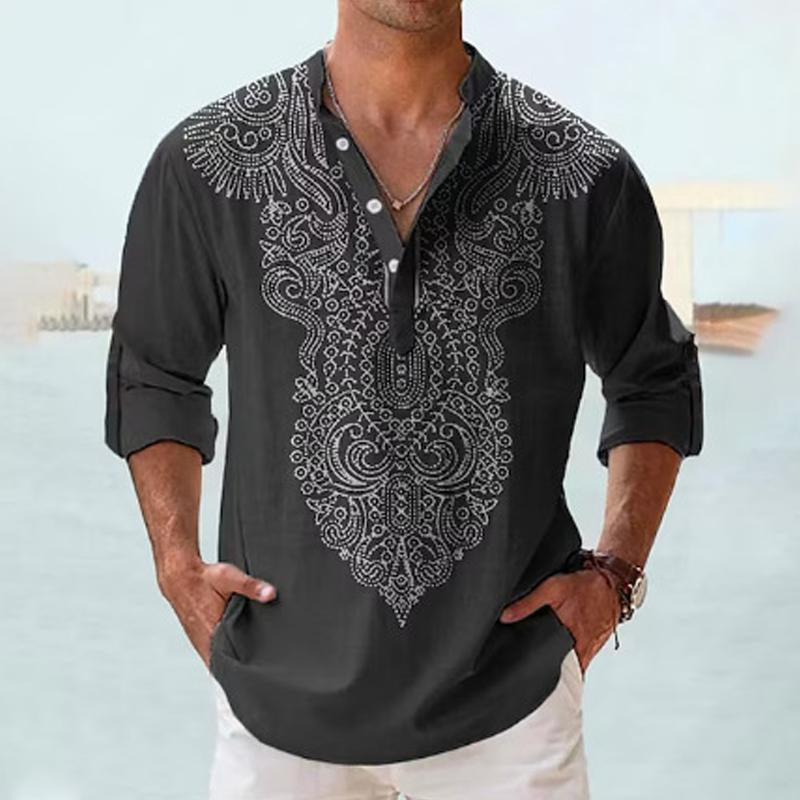 Classic Patterned Long Sleeve Men's Shirt