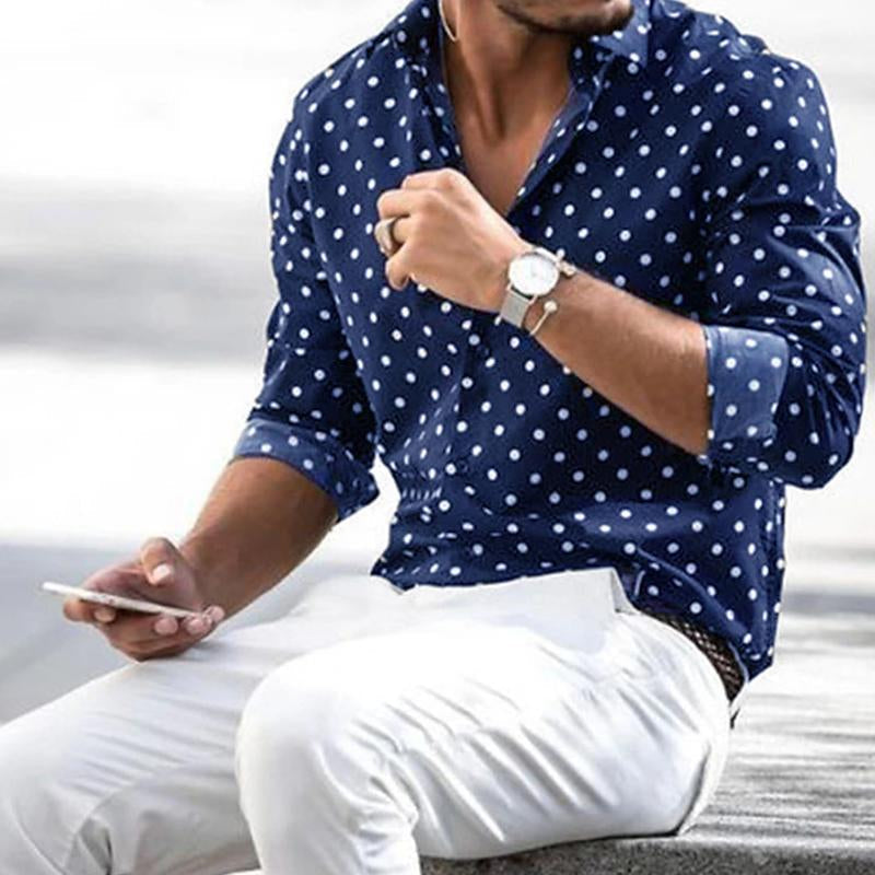 Classic Spotted Casual Long Sleeve Shirt