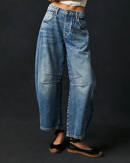 Variant image for Wide Leg Jeans - Women's Casual Mid Rise Style-6