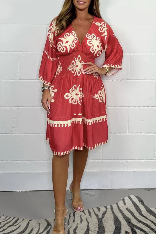 Luna | Printed dress with V-neckline