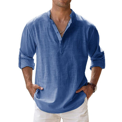 Relaxed Fit Casual Long Sleeve Shirt - Luxivelle