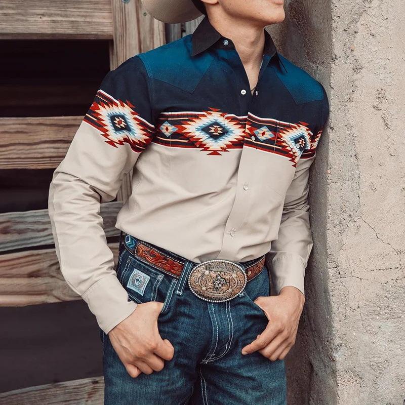 Rugged Cowboy Style Long Sleeve Shirt