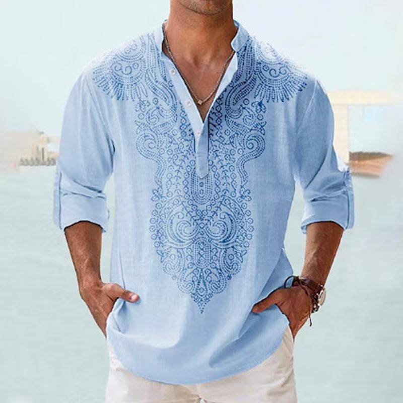 Classic Patterned Long Sleeve Men's Shirt