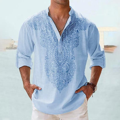 Classic Patterned Long Sleeve Men's Shirt