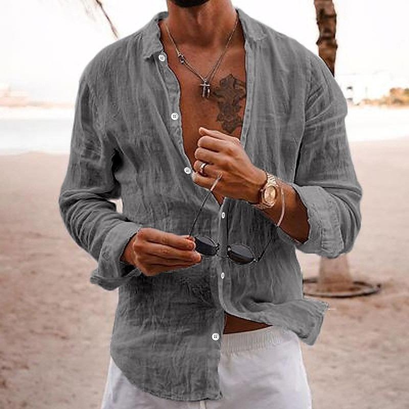 Lightweight Mens Long Sleeve Casual Summer Shirt