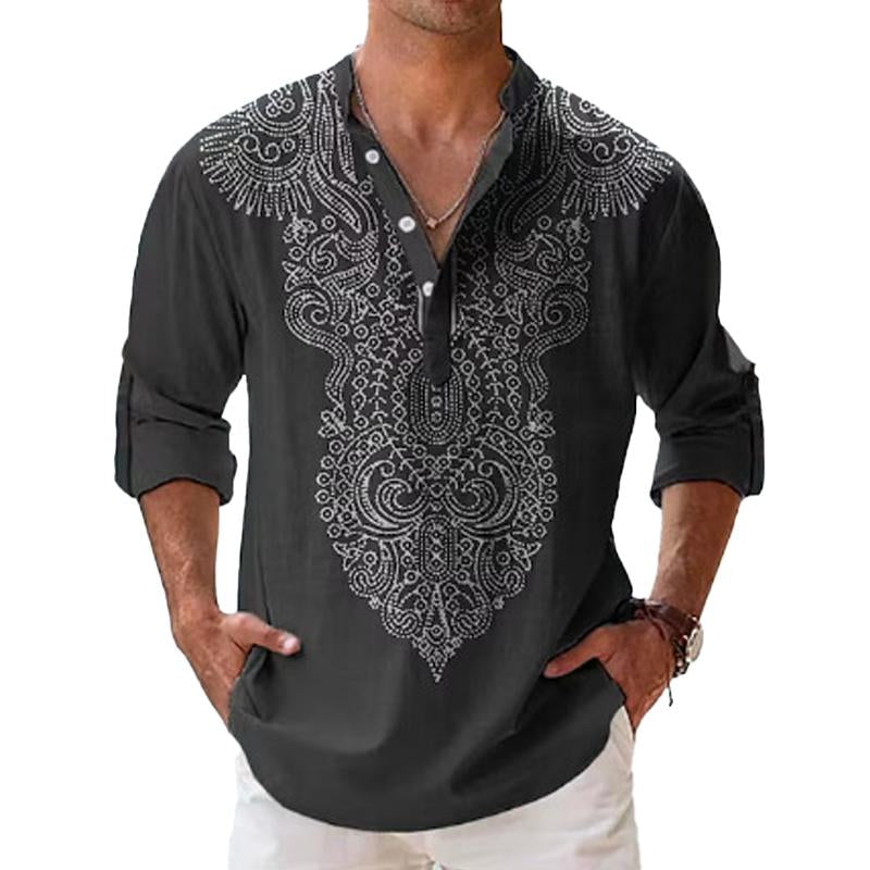 Classic Patterned Long Sleeve Men's Shirt - Luxivelle
