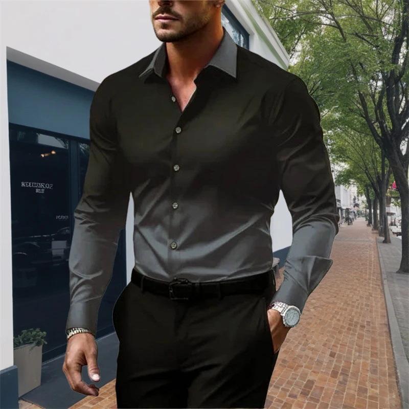 Trendy Color Block Dress Shirt - Luxivelle