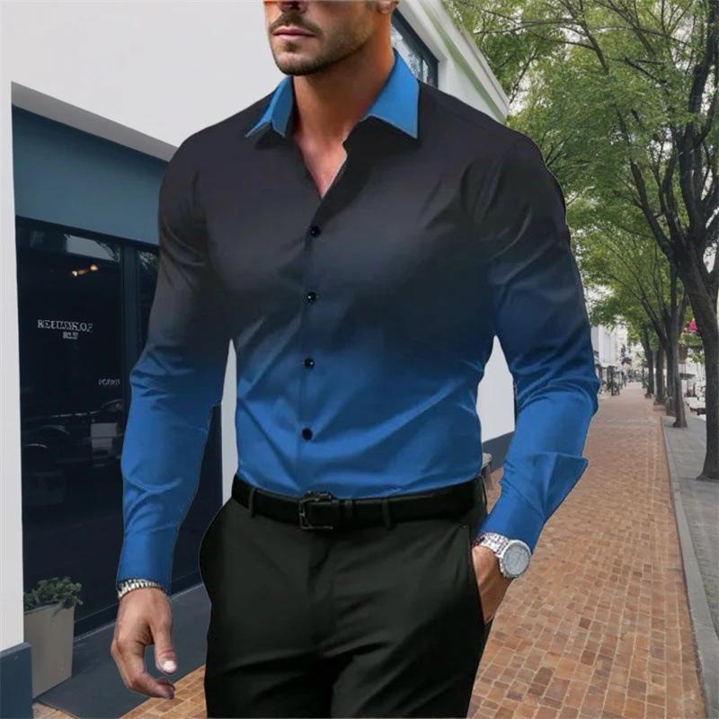 Trendy Color Block Dress Shirt