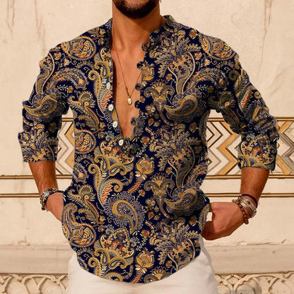 Classic Floral Pattern Mens Long Sleeve Shirt