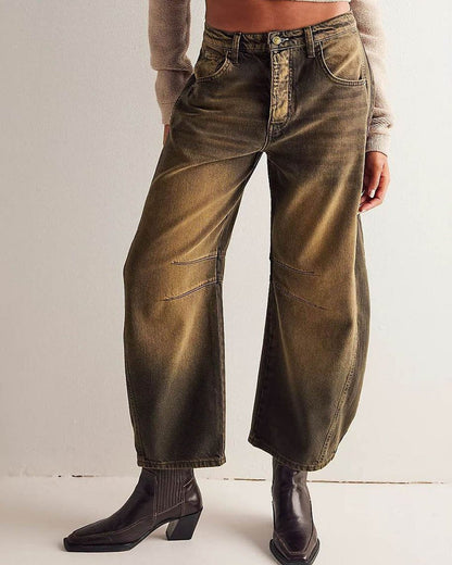 Wide Leg Jeans - Women's Casual Mid Rise Style-5