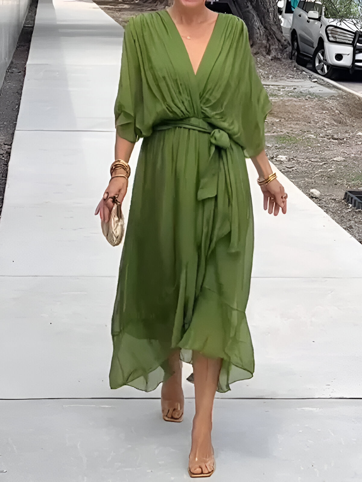 Women's V-Neckline Summer Dress - Luxivelle