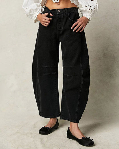 Variant image for Wide Leg Jeans - Women's Casual Mid Rise Style-1
