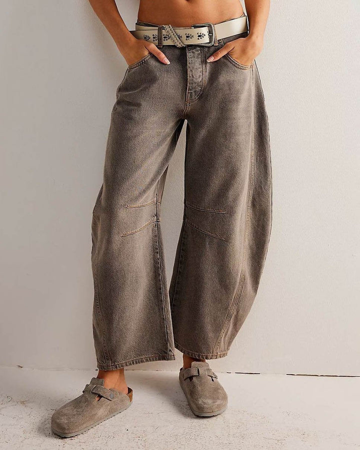 Wide Leg Jeans - Women's Casual Mid Rise Style-4