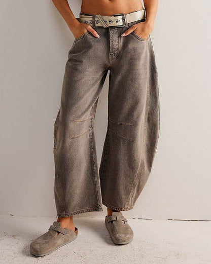 Wide Leg Jeans - Women's Casual Mid Rise Style-4