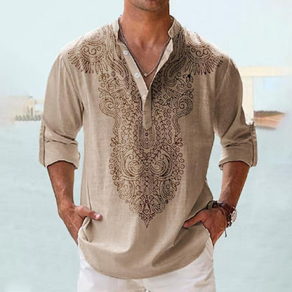 Classic Patterned Long Sleeve Men's Shirt