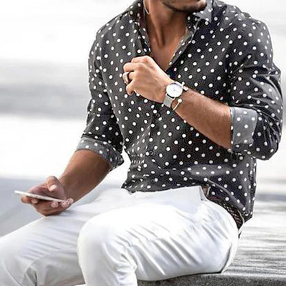 Classic Spotted Casual Long Sleeve Shirt