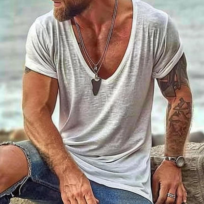 Men's Breathable V-Neck Casual Summer Tee Shirt