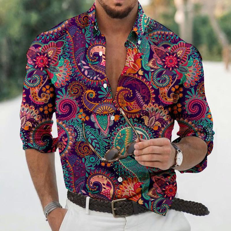 Classic Paisley Pattern Men's Long Sleeve Shirt