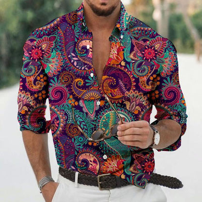 Classic Paisley Pattern Men's Long Sleeve Shirt