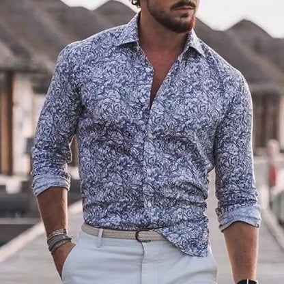 Relaxed Fit Graphic Long Sleeve Men's Shirt
