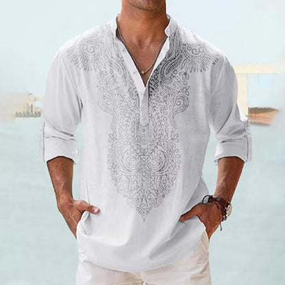 Classic Patterned Long Sleeve Men's Shirt