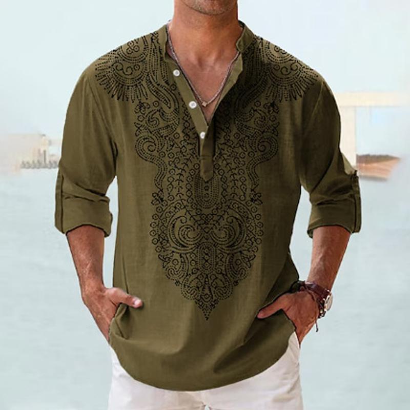Classic Patterned Long Sleeve Men's Shirt