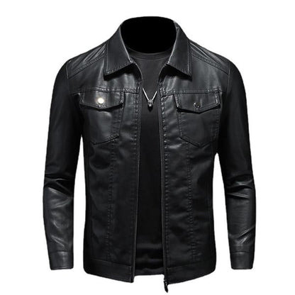 Alex | Lapel Leather Biker Jacket