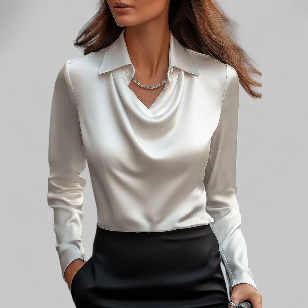 Relaxed Fit V Neck Women's Blouse