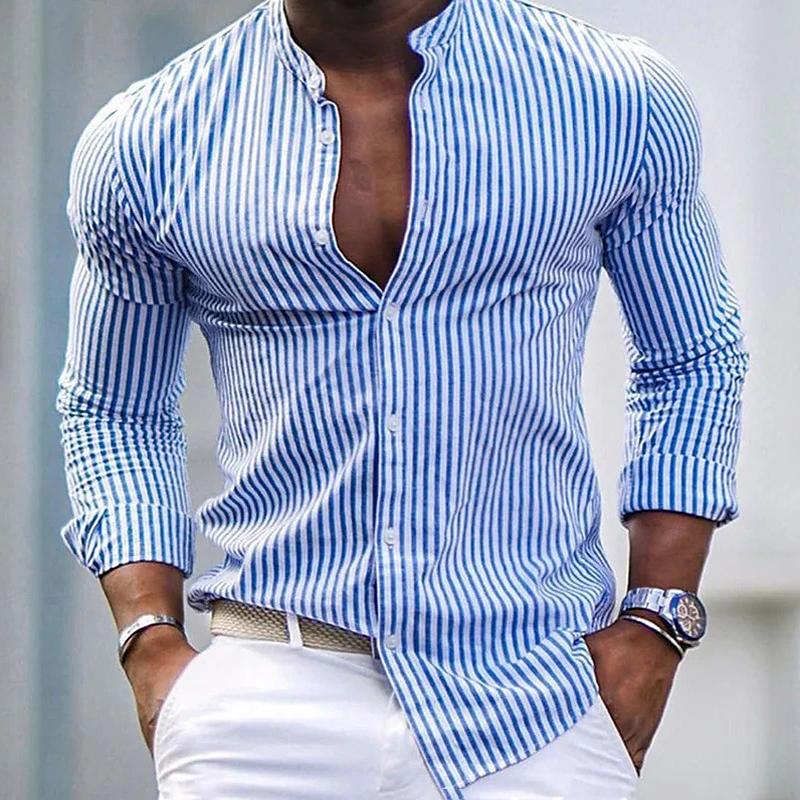 Men's Fit Striped Button Down Shirt - Luxivelle