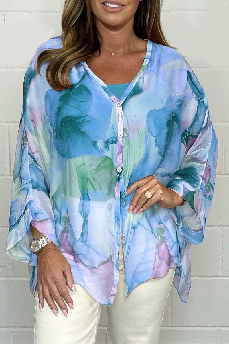 Fashionable Scoop Neck Patterned Top for Ladies