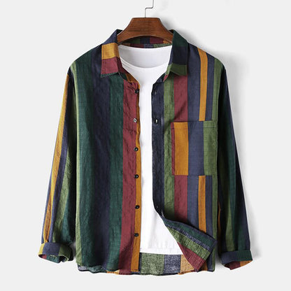 Classic Striped Mens Casual Button Shirt