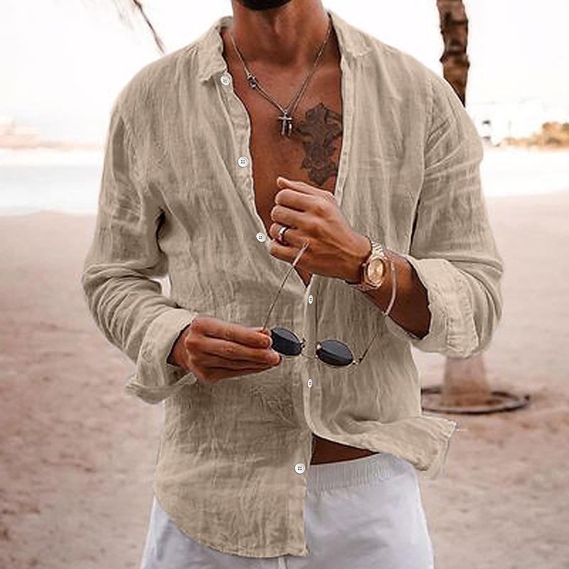 Lightweight Mens Long Sleeve Casual Summer Shirt