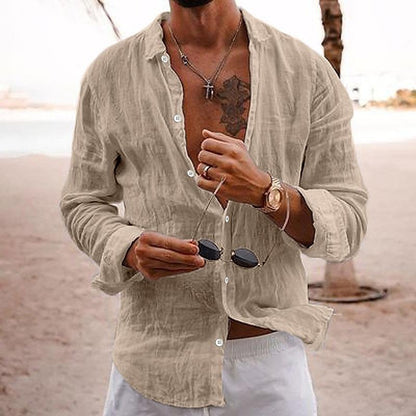 Lightweight Mens Long Sleeve Casual Summer Shirt