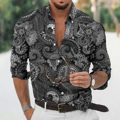 Classic Paisley Pattern Men's Long Sleeve Shirt
