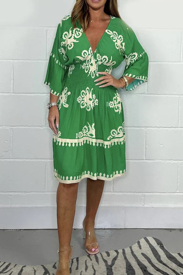 Luna | Printed dress with V-neckline