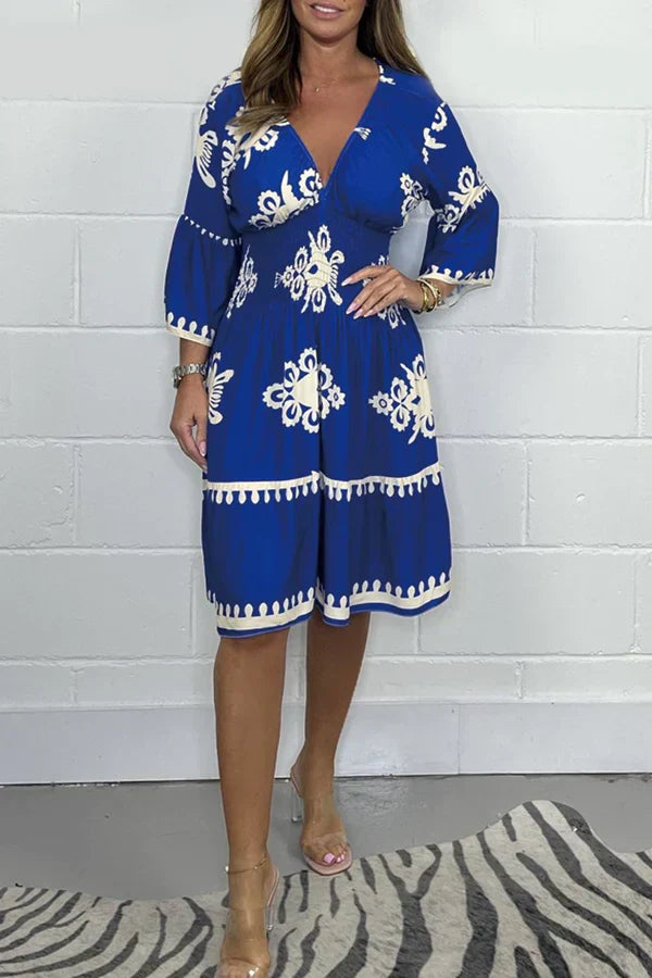 Luna | Printed dress with V-neckline