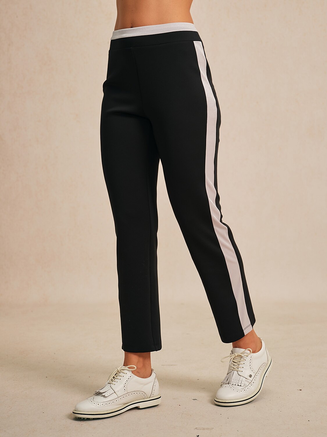 Comfortable 39 Inch Elastic Dark Blue Ankle Pants