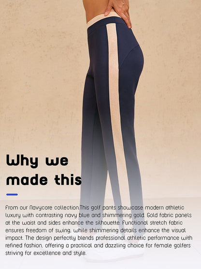Comfortable 39 Inch Elastic Dark Blue Ankle Pants
