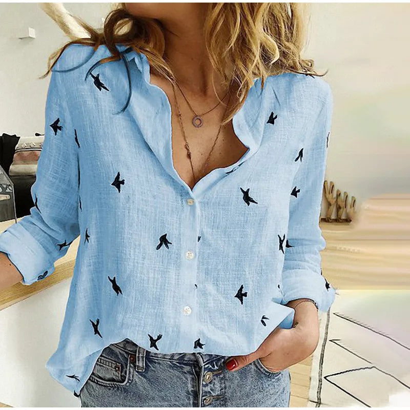 Soft Floral Women's Casual Long Sleeve Top - Luxivelle