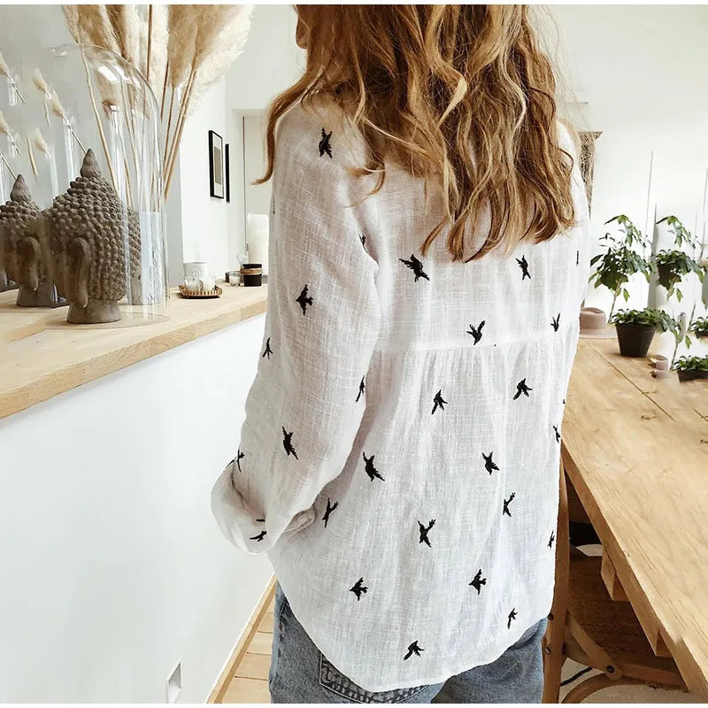 Soft Floral Women's Casual Long Sleeve Top
