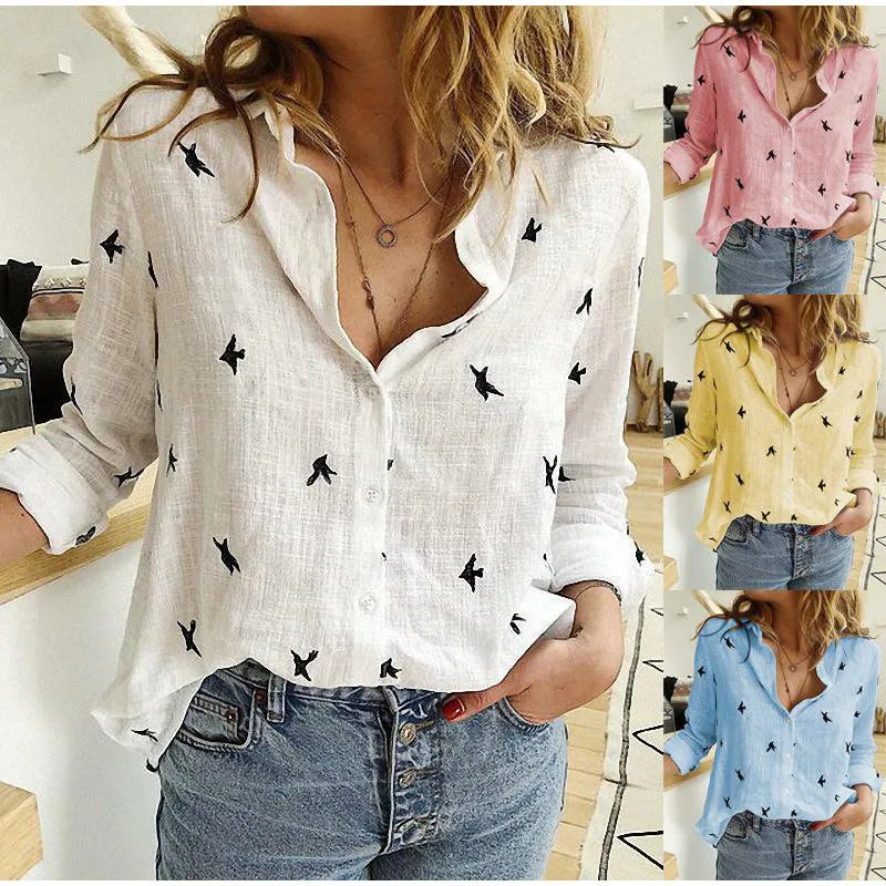 Soft Floral Women's Casual Long Sleeve Top