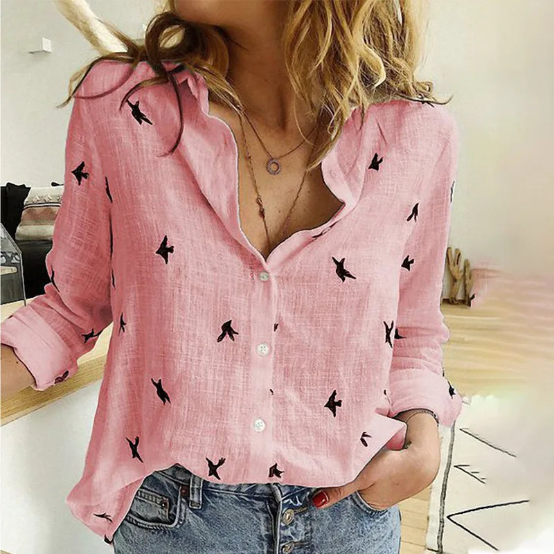 Soft Floral Women's Casual Long Sleeve Top