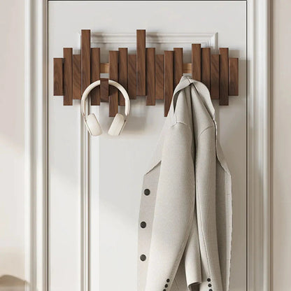 Space Saving Wall Mounted Coat Rack With Folding Hooks