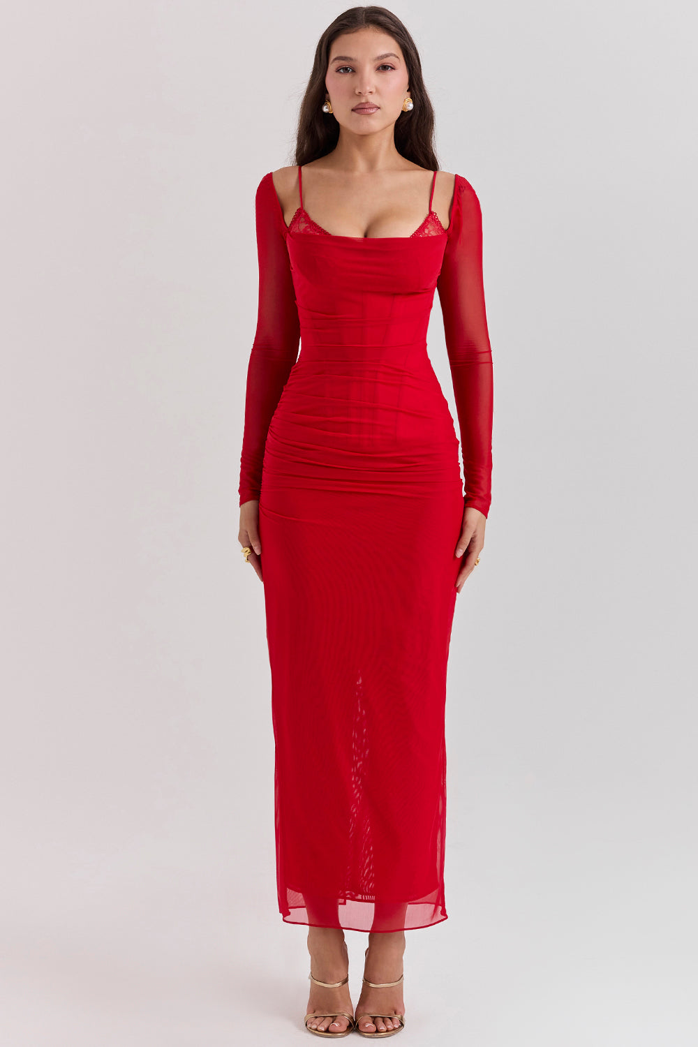Evangeline | Deep maxi dress with long sleeves